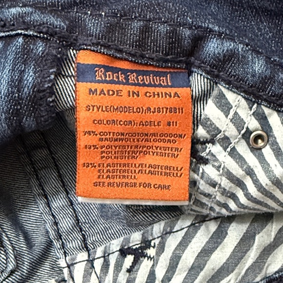 Rock Revival Adele Bootcut Mid Rise Embellished Dark Wash Stretch Jeans Size 31 - Picture 8 of 9